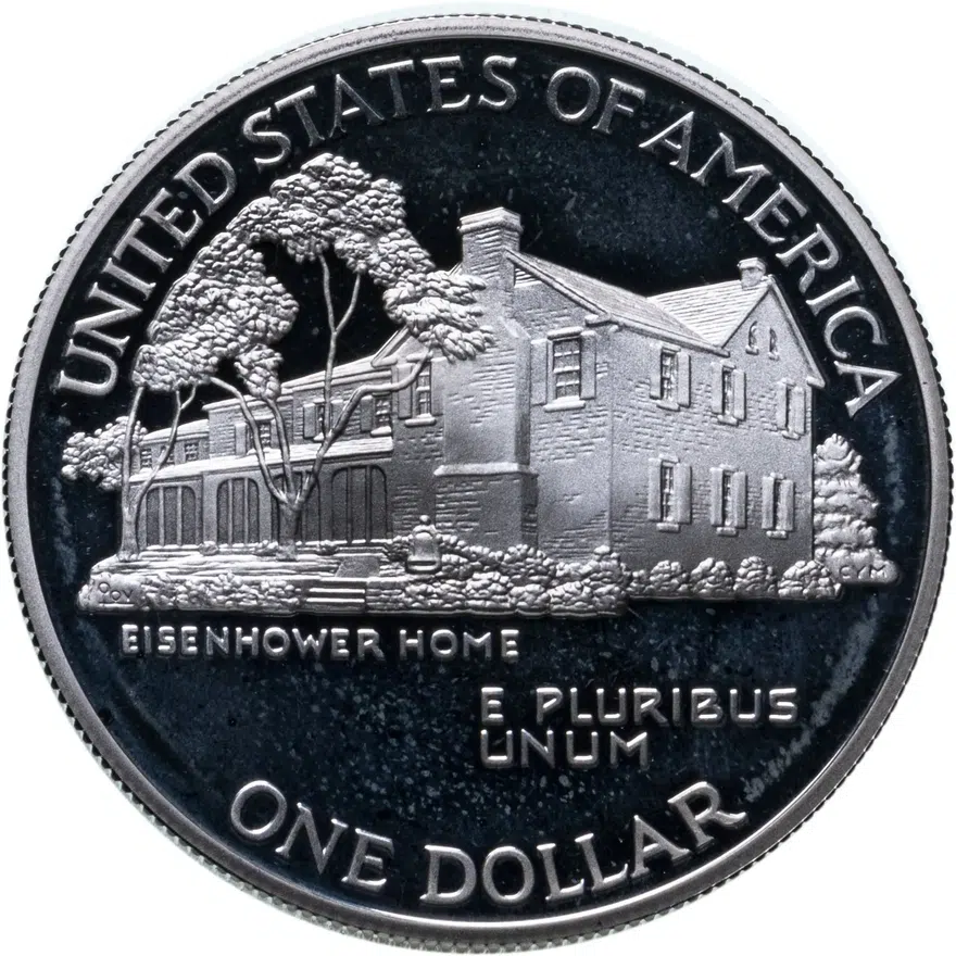США 1 доллар (dollar) 1990 P "100 лет со дня рождения Эйзенхауэра", реверс