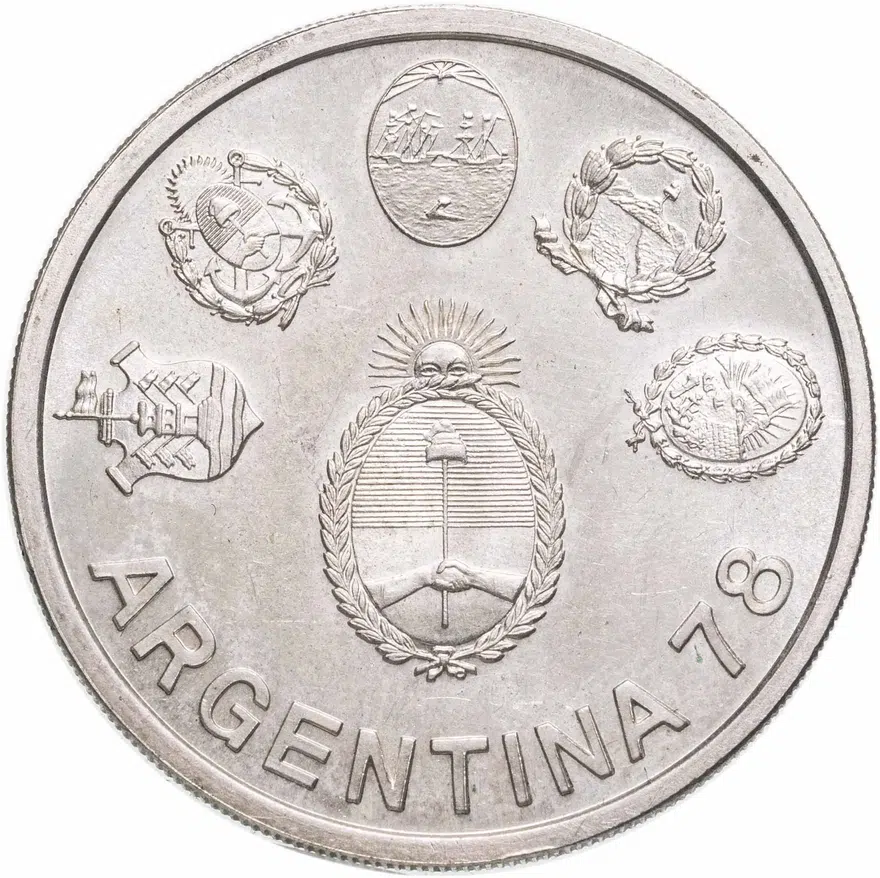 Аргентина 2000 песо (pesos) 1978 Чемпионат мира по футболу, Аргентина 1978, реверс