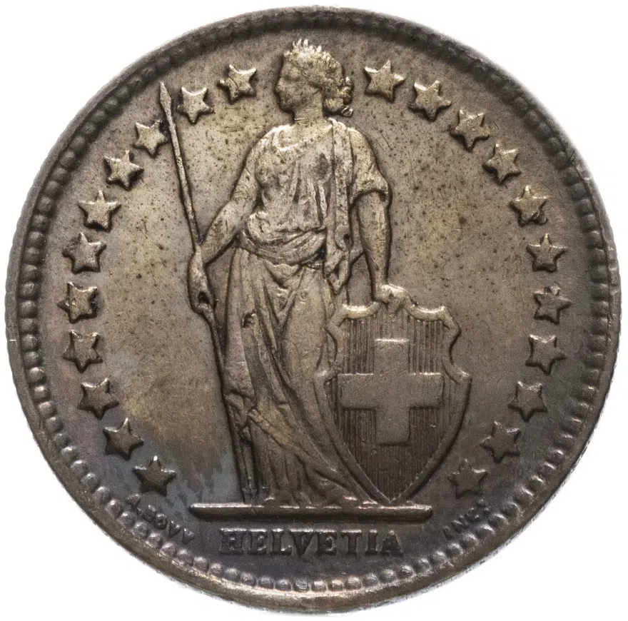 Швейцария 1/2 франка (franc) 1920, реверс