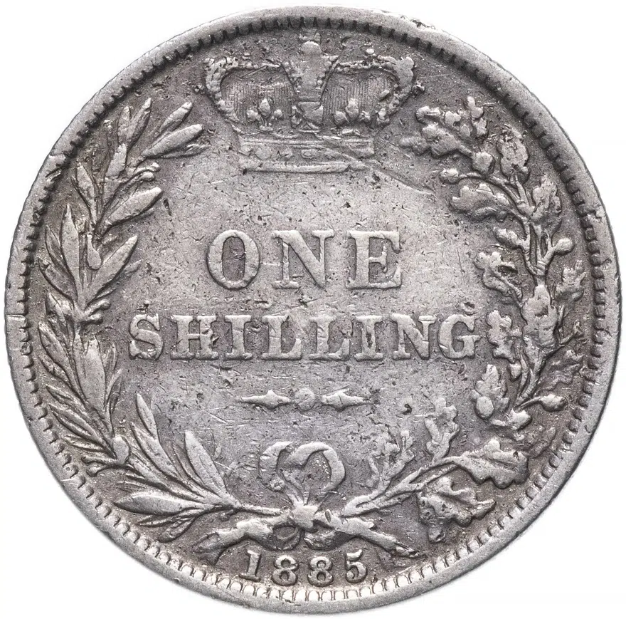 Великобритания 1 шиллинг (shilling) 1885, реверс
