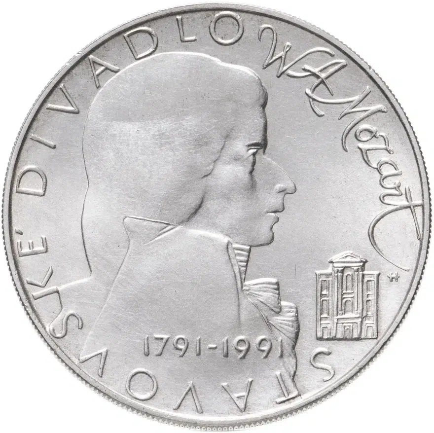 Чехословакия 100 крон (korun) 1991  200 лет со дня смерти Вольфганга Моцарта, реверс