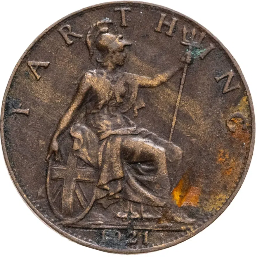Великобритания 1 фартинг (farthing) 1921, реверс