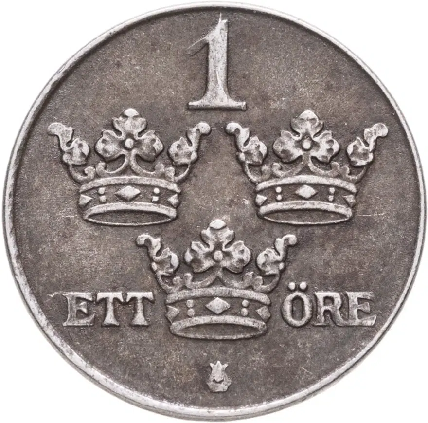 Швеция 1 эре (ore) 1947, аверс