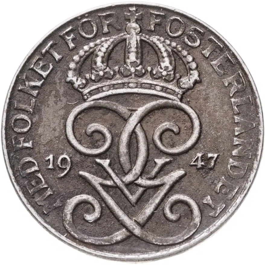 Швеция 1 эре (ore) 1947, реверс