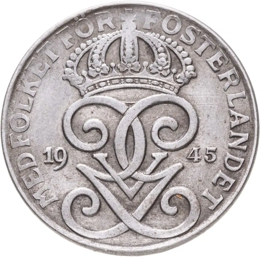 Швеция 2 эре (ore) 1945, аверс