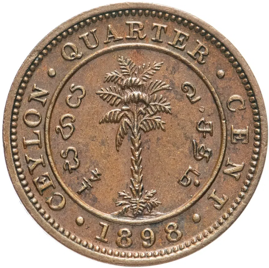 Цейлон 1/4 цента (cent) 1898, аверс