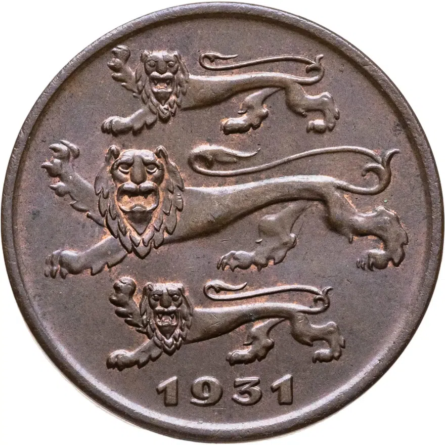 Эстония 5 сентов (senti) 1931, реверс