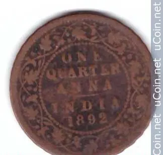 Индия (Британская) 1/4 анны (anna) 1892, реверс