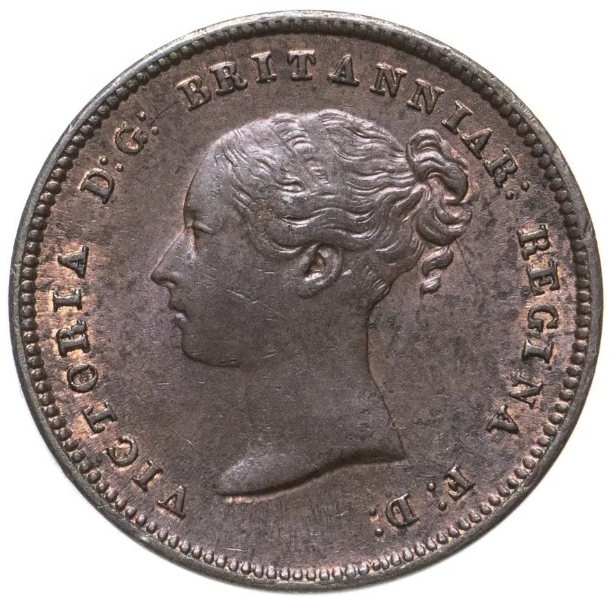 Великобритания 1/2 фартинга (farthing) 1844, аверс