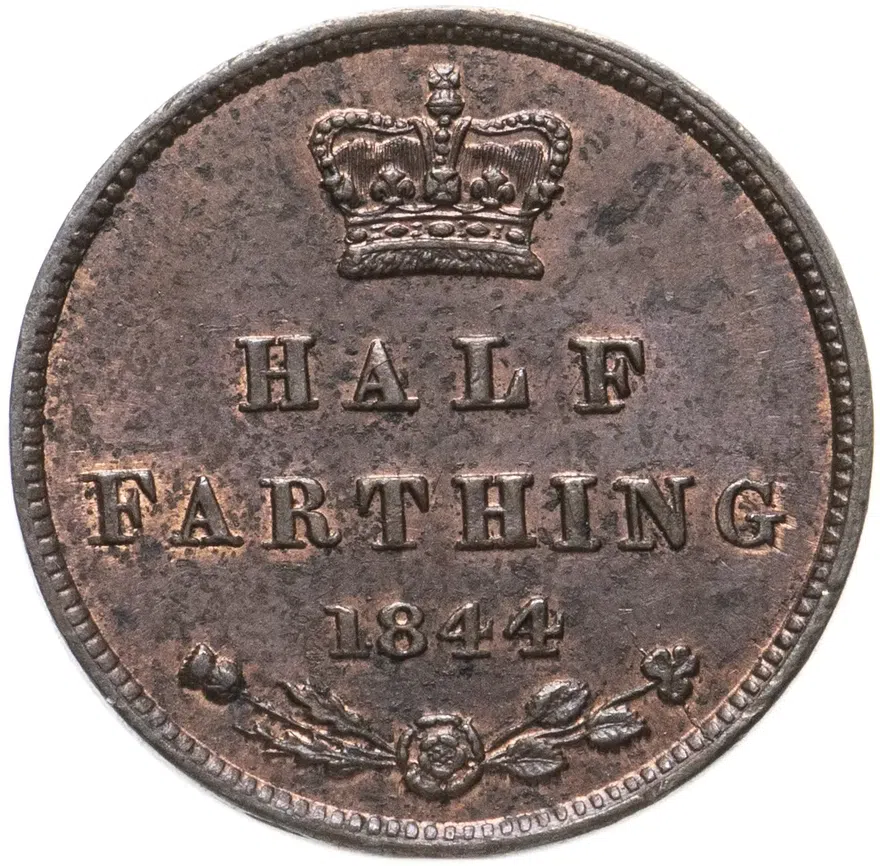 Великобритания 1/2 фартинга (farthing) 1844, реверс