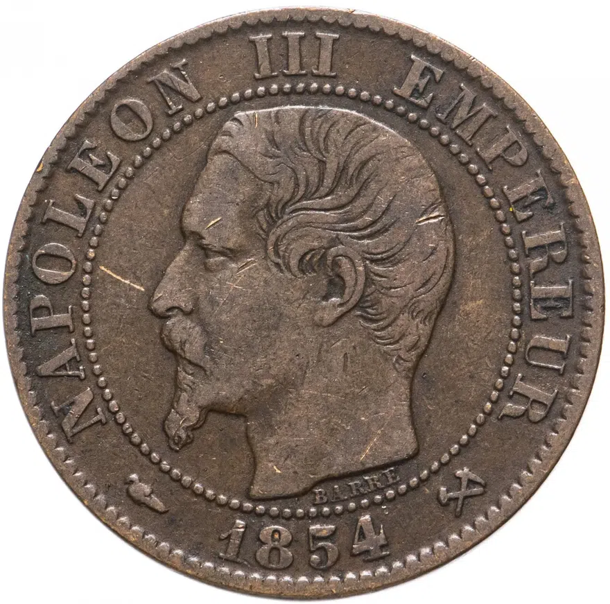 Франция 5 сантимов (centimes) 1854 B