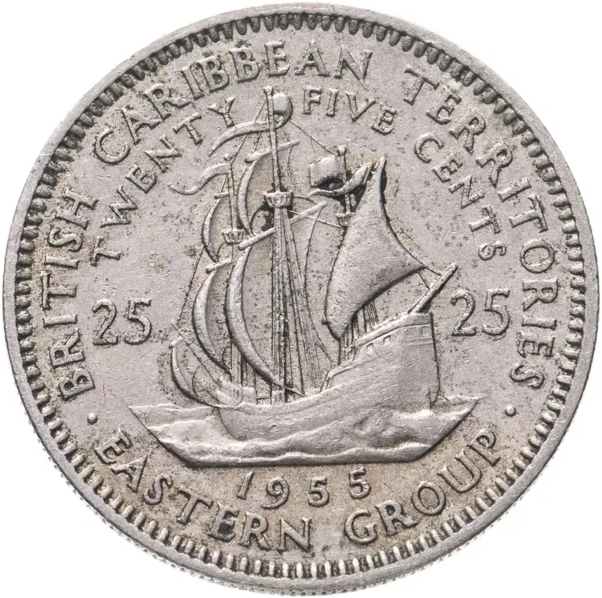 Восточные Карибы 25 центов (cents) 1955, реверс