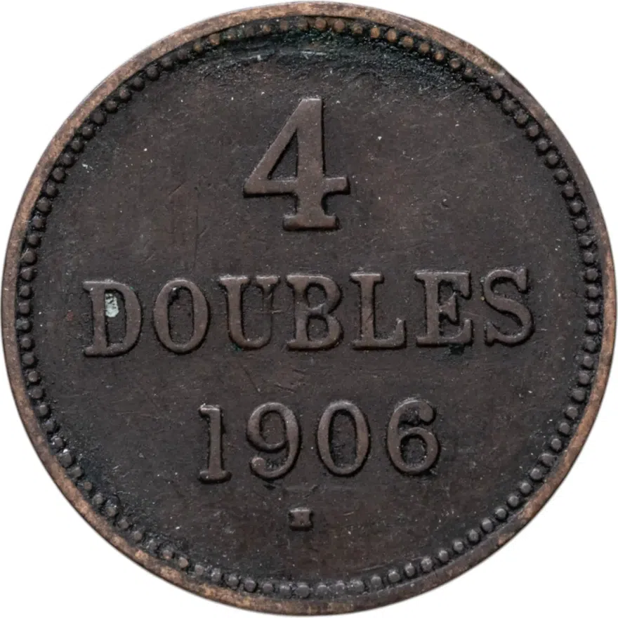 Гернси 4 дубля (doubles) 1906, реверс