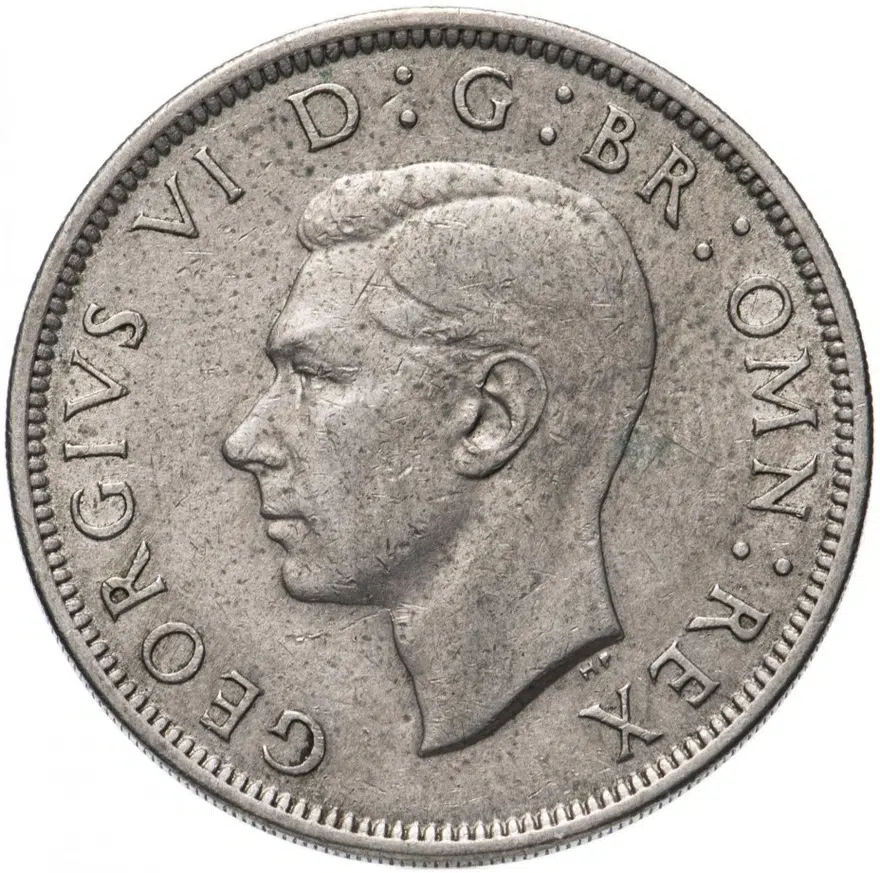 Великобритания 1/2 кроны (crown) 1950, аверс