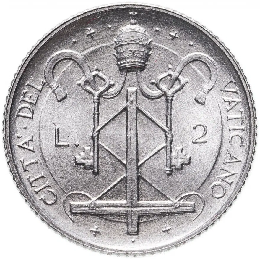 Ватикан 2 лиры (lire) 1967, реверс