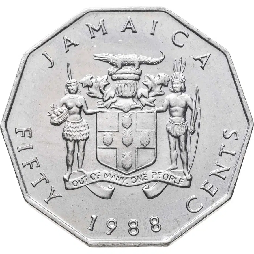 Ямайка 50 центов (cents) 1988