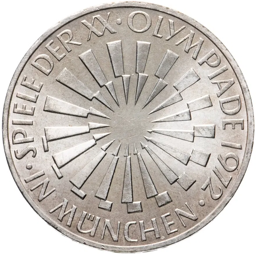 Германия (ФРГ) 10 марок 1972 "XX летние Олимпийские Игры, Мюнхен 1972"