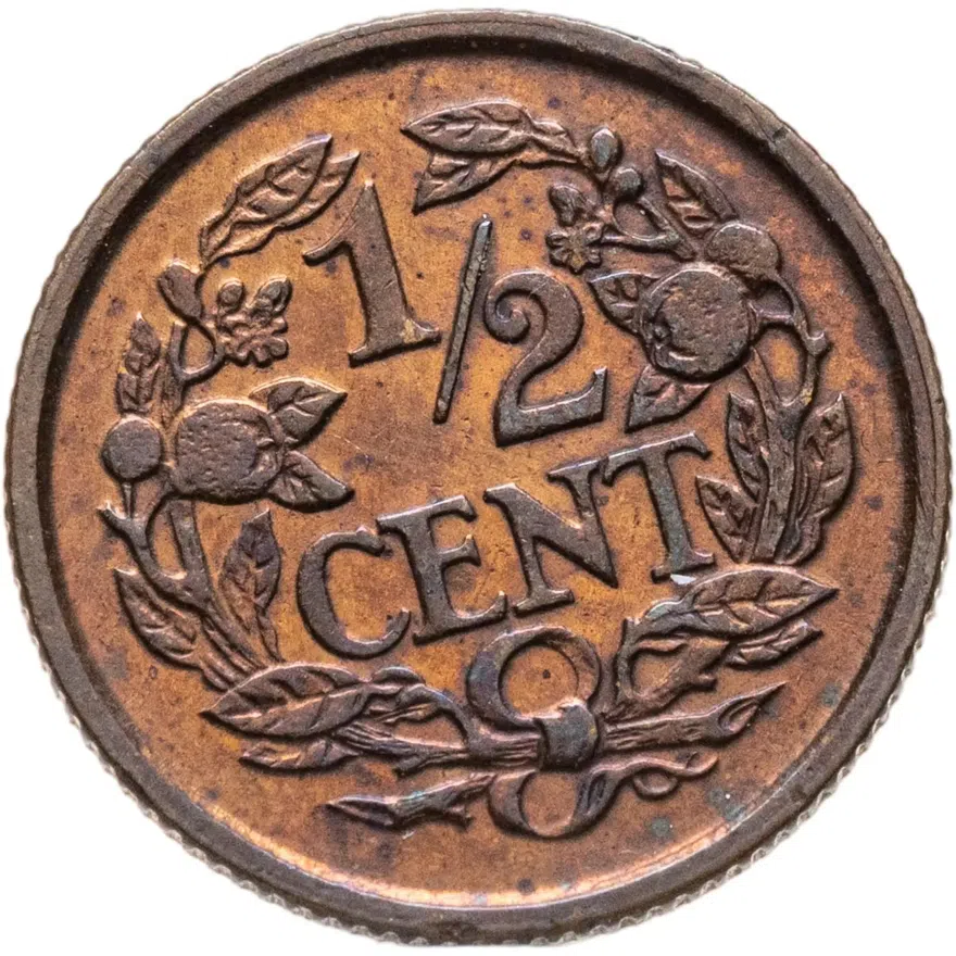 Нидерланды 1/2 цента (cent) 1909