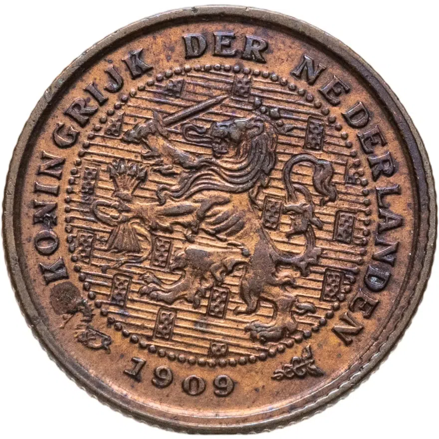 Нидерланды 1/2 цента (cent) 1909, реверс