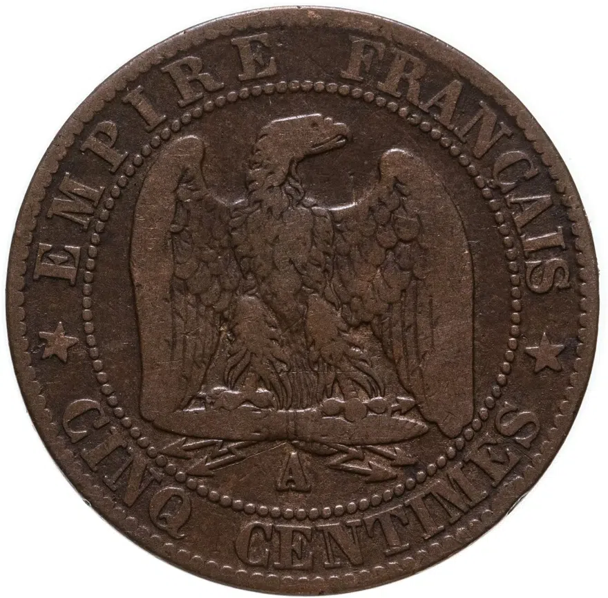 Франция 5 сантимов (centimes) 1862