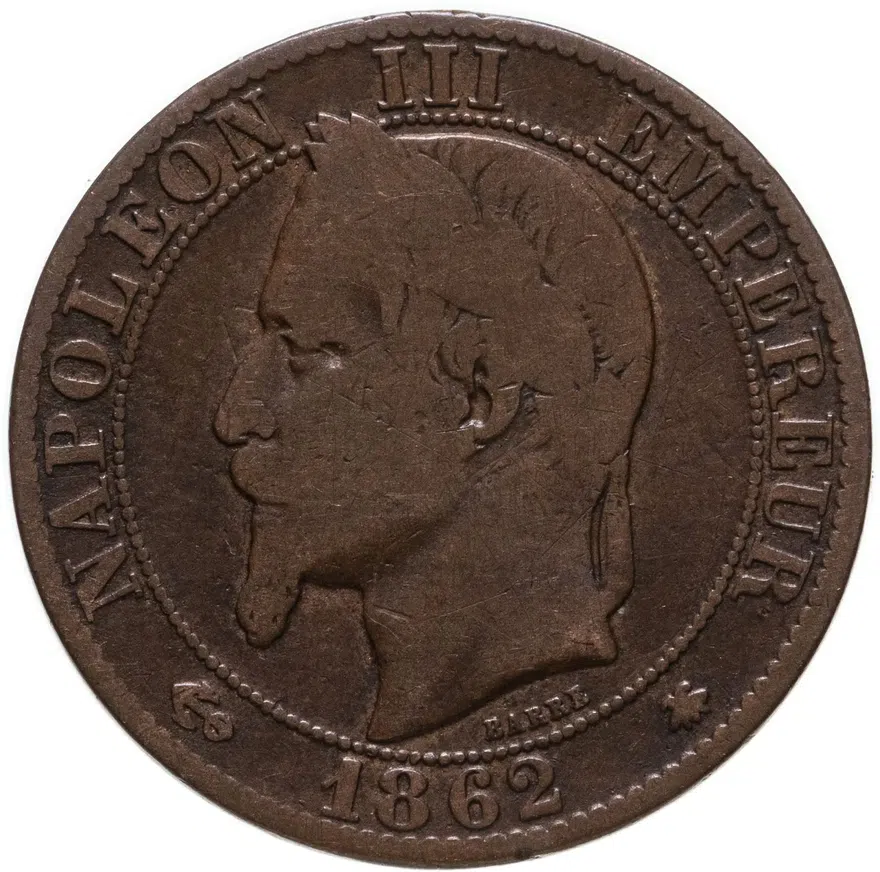 Франция 5 сантимов (centimes) 1862, реверс