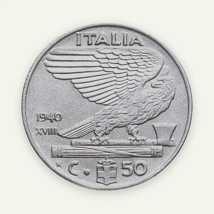 Италия 50 чентезимо (centesimi) 1940  магнитная, реверс