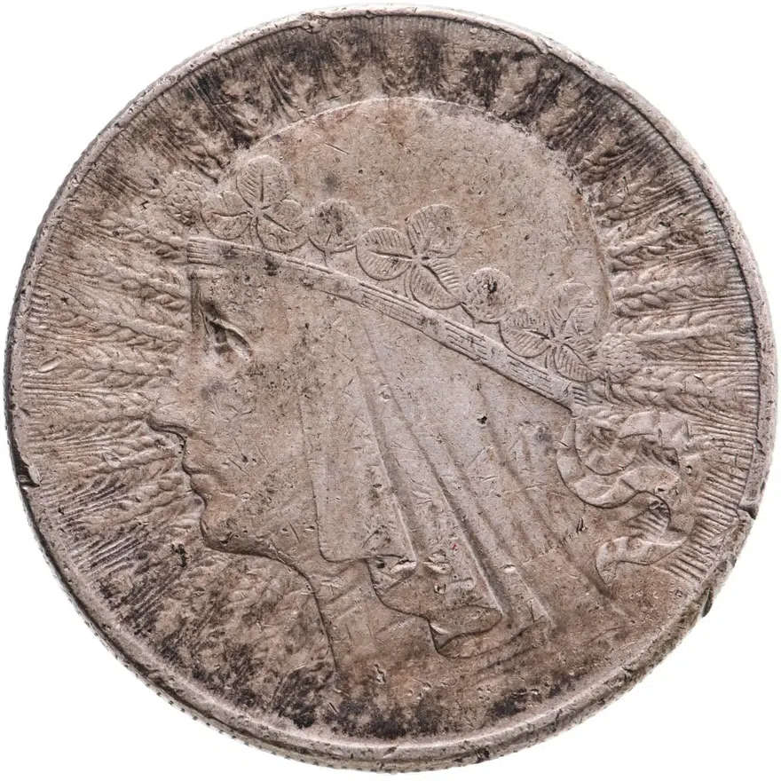 Польша 10 злотых (zlotych) 1932   знак монетного двора: "стрелка" - Варшава, реверс