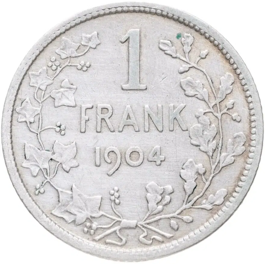 Бельгия 1 франк (franc) 1904  Надпись на голландском - 'DER BELGEN'