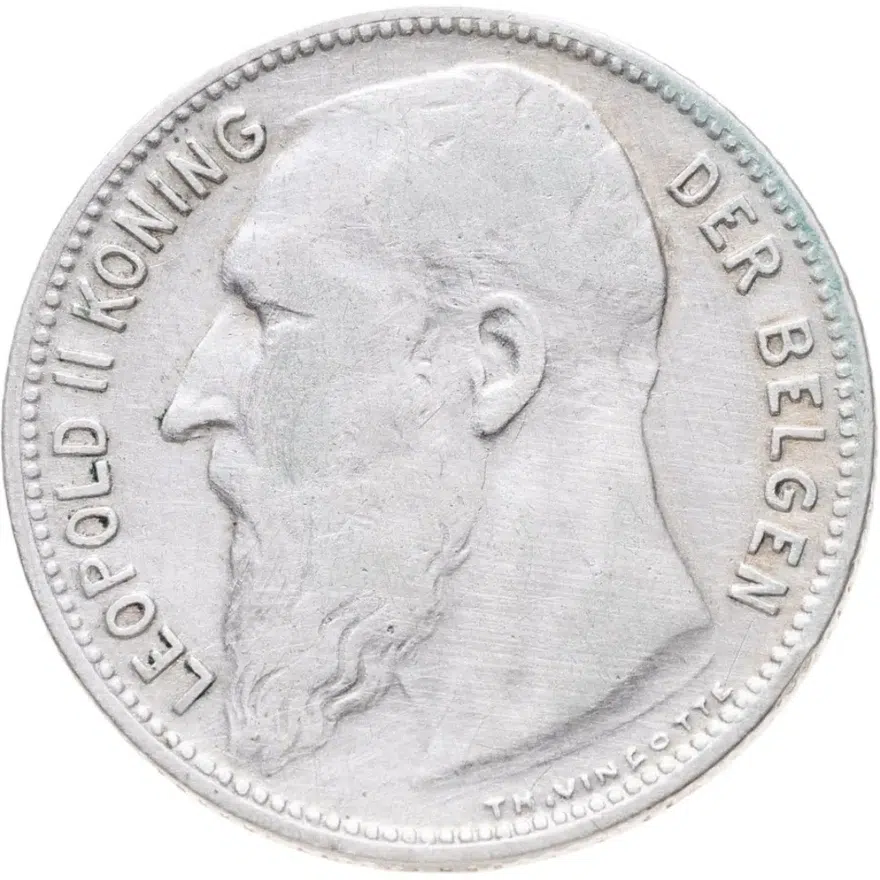Бельгия 1 франк (franc) 1904  Надпись на голландском - 'DER BELGEN', реверс
