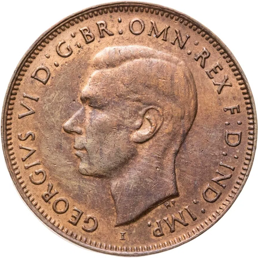 Австралия 1/2 пенни (penny) 1942   точка после "PENNY", аверс