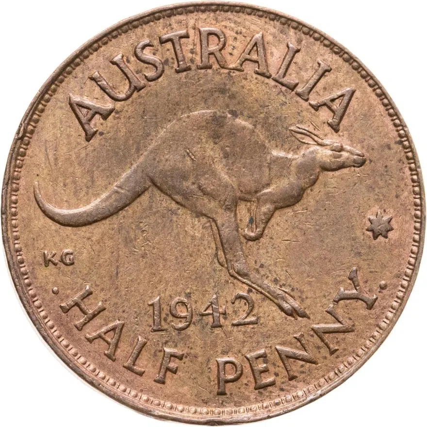 Австралия 1/2 пенни (penny) 1942   точка после "PENNY", реверс