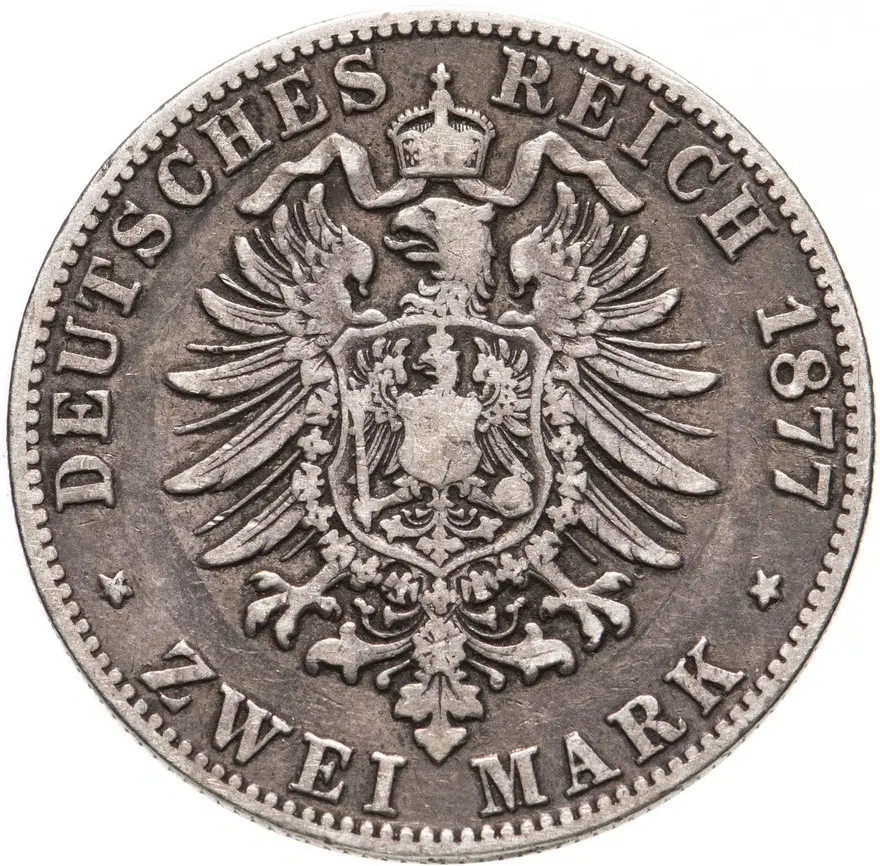 Германия (Империя) 2 марки (mark) 1877 Баден, реверс