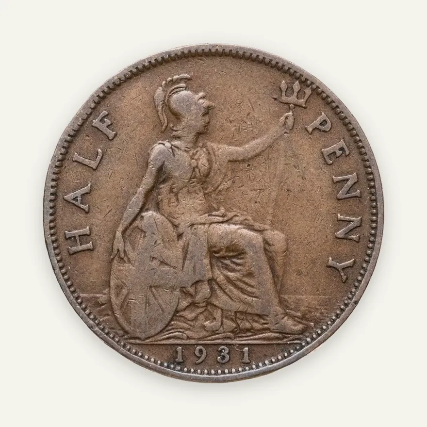 Великобритания 1/2 пенни (penny) 1931, аверс