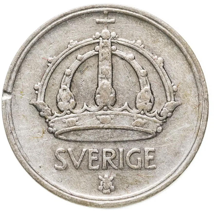 Швеция 25 эре (ore) 1947   Серебро, "SVERIGE" на аверсе, аверс