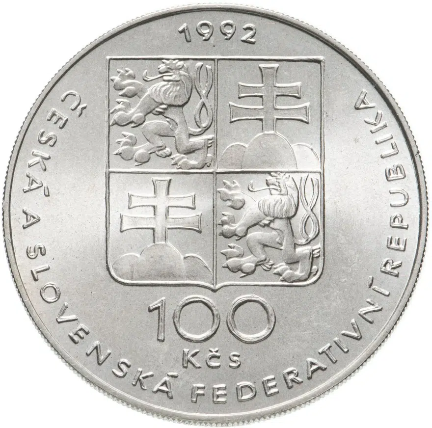 Чехословакия 100 крон (korun) 1992  "Лидице" и "Лежаки", реверс