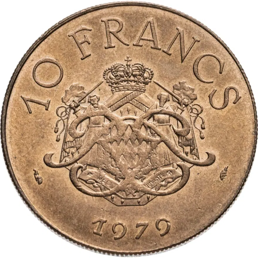Монако 10 франков (francs) 1979, реверс