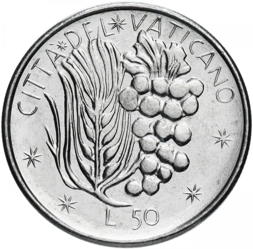 Ватикан 50 лир (lire) 1977