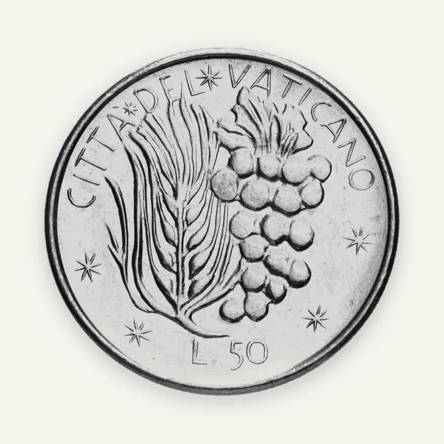Ватикан 50 лир (lire) 1977, реверс