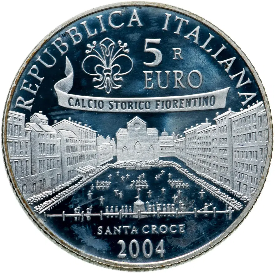 Италия 5 евро (euro) 2004 "Чемпионат мира по футболу 2006, Германия", аверс
