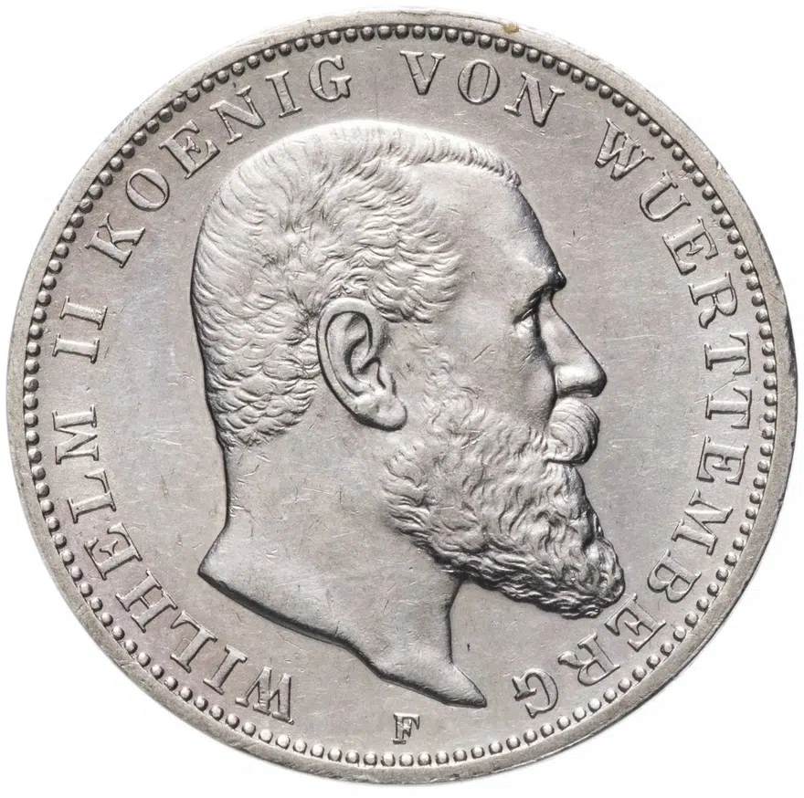 Германия (Империя, Вюртемберг) 3 марки (mark) 1913 F, аверс