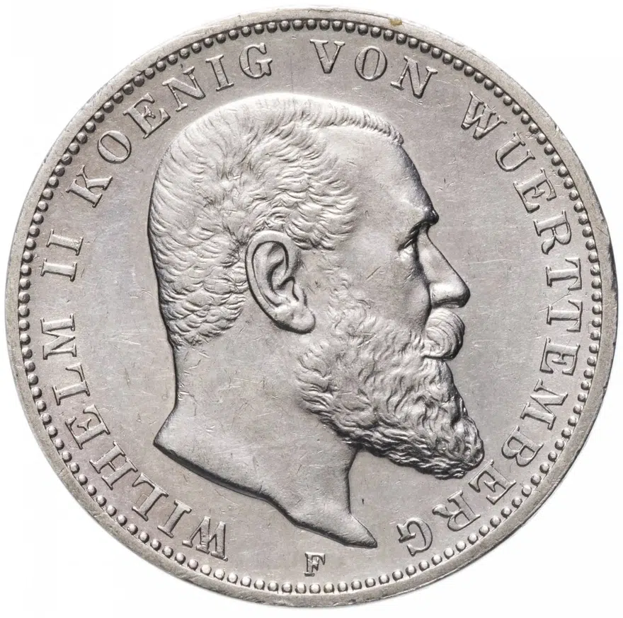Германия (Империя, Вюртемберг) 3 марки (mark) 1913 F, реверс