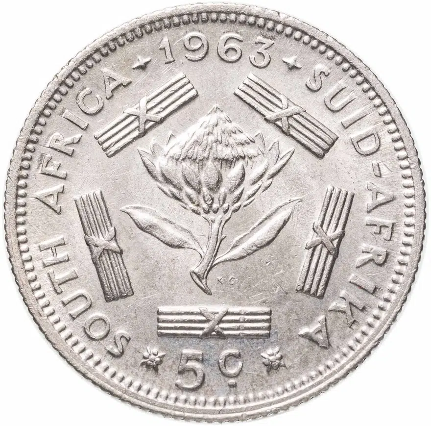 ЮАР 5 центов (cents) 1963, реверс