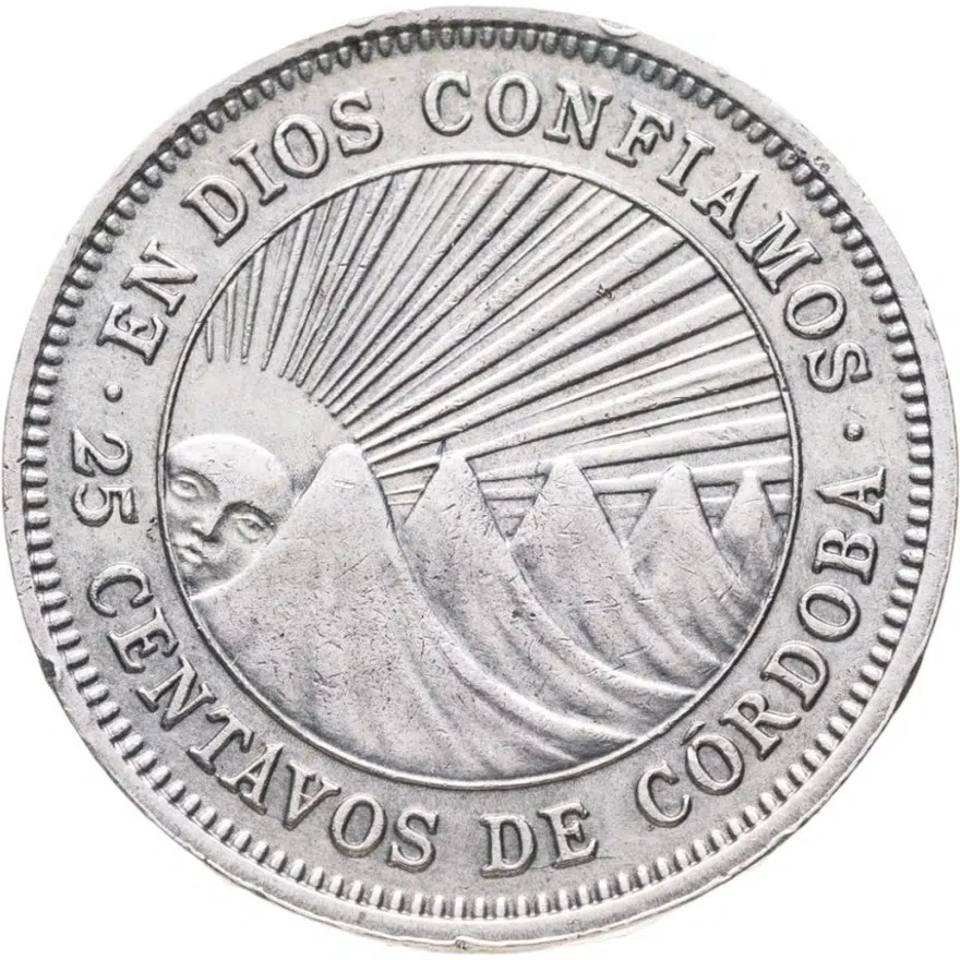 Никарагуа 25 сентаво (centavos) 1964, реверс