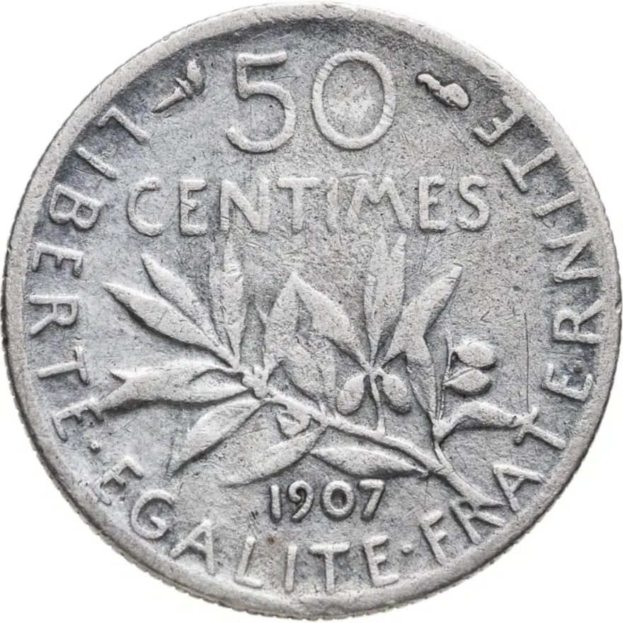 Франция 50 сантимов (centimes) 1907