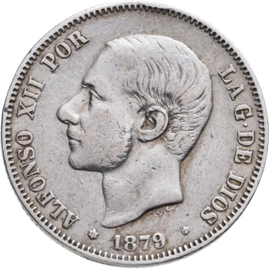 Испания 2 песеты (pesetas) 1879, аверс