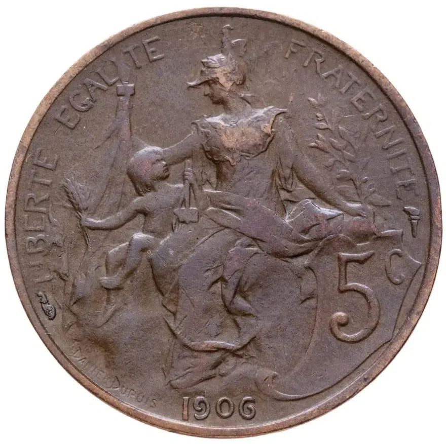 Франция 5 сантимов (centimes) 1906, аверс