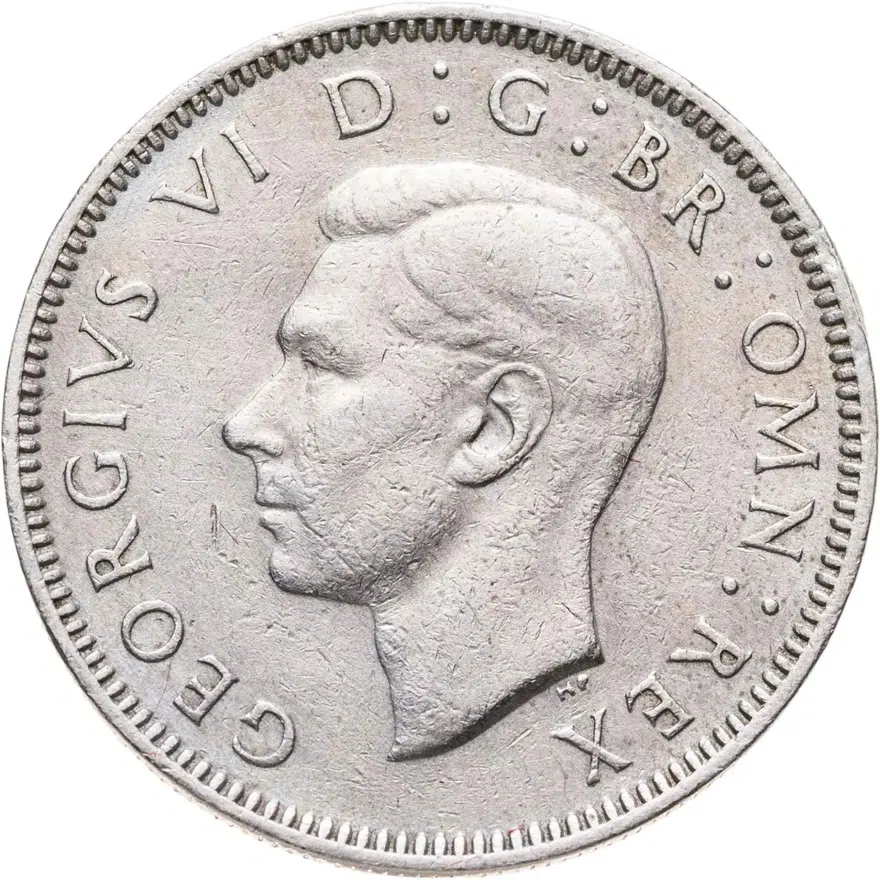 Великобритания 1 шиллинг (shilling) 1947  Английский шиллинг - лев, стоящий на короне, аверс