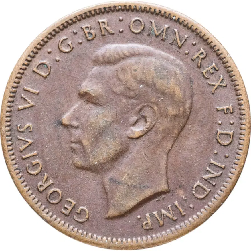 Австралия 1/2 пенни (penny) 1943   без точки, реверс