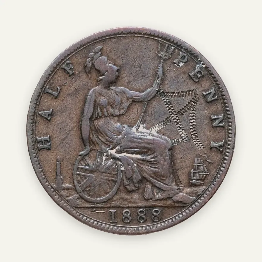Великобритания 1/2 пенни (penny) 1888, аверс