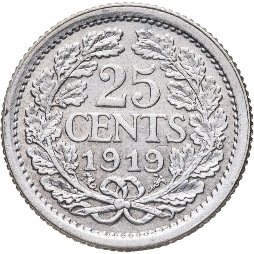 Нидерланды 25 центов (cents) 1919, реверс